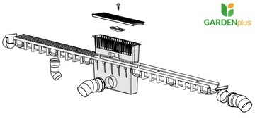Колодец линейный сливной с решеткой ПП А15, ЧЕРНЫЙ
