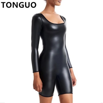 Women Leather Bodysuit Full Body Shaper Tummy Cont