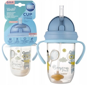 Canpol KUBEK NIEKAPEK Bidon z Obciążoną SŁOMKĄ 270 ml EXOTIC ANIMALS