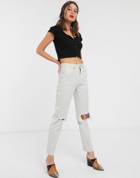 TALL SZARE MOM JEANS DAMSKIE Z DZIURAMI 32/36 1ADP