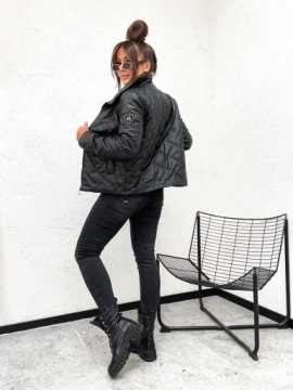 ЖЕНСКАЯ ВЕСЕННЯЯ КУРТКА ПЕРЕХОДНОГО ПЕРИОДА ВЕТРОВКА СТЕГАНАЯ ЧЕРНАЯ 8363 РАЗМЕР S