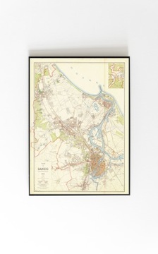 Stary plan Gdańska Plan der Danzig 1933. 125x90cm