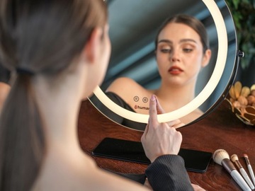 Красивое косметическое зеркало для макияжа Humanas Scarlet со светодиодной подсветкой