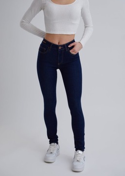 Spodnie jeans damskie Skinny Fit ciemnogranatowe AJ016 32W/29L