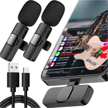 2 беспроводных петличных микрофона USB-C типа C для Android iOS для планшетов