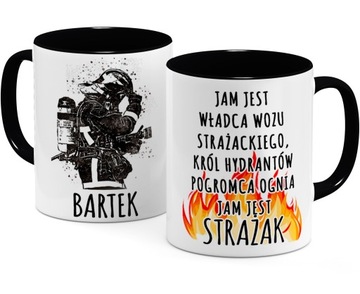 Kolorowy kubek z imieniem dla strażaka kubek na Dzień Strażaka