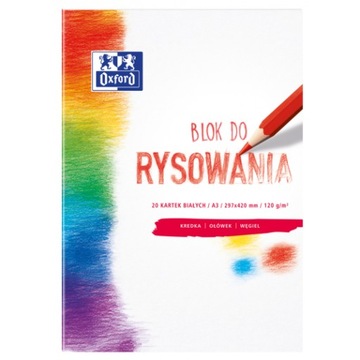 Blok rysunkowy Oxford A3 20 kartek 120 g/m2 biały