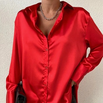 Elegant Satin Blouse for Women Long Sleeve Solid