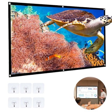 ПРОЕКЦИОННЫЙ ЭКРАН 84IN 16:9 4K ДЛЯ ПРОЕКТОРА ВЫСОКОГО КАЧЕСТВА +6 КРЮЧКОВ