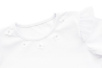 Белая строгая блузка с короткими рукавами для девочки с FLOWERS AIPI 128
