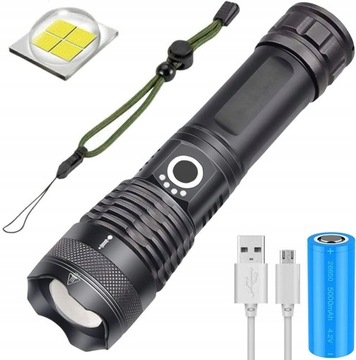 МОЩНЫЙ ТАКТИЧЕСКИЙ ФОНАРЬ СУПЕРМОЩНЫЙ ЗУМ LED 1000ВТ