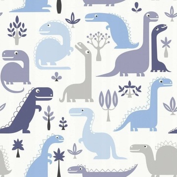 Tapeta winylowa dla dzieci dinozaury niebieska
