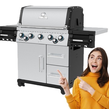GRILL GAZOWY BROIL KING IMPERIAL S 590 PREMIUM KUCHENKA BOCZNA SREBRNY