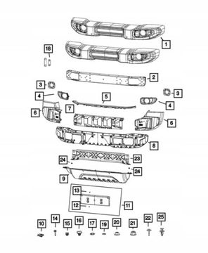 ГАЛОГЕННАЯ РАМА НАКЛАДКА РАМА СПРАВА СЛЕВА JEEP WRANGLER JL GLADIATOR
