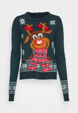Sweter świąteczny z reniferem zielony Vero Moda XS