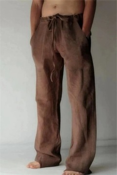 Casual Cotton Linen Pants Men's Solid Daily Wear L