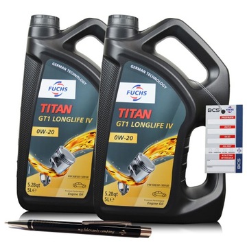 10 LITRÓW FUCHS TITAN GT1 LONGLIFE IV 0W20 10L OLEJ SILNIKOWY DYSTRYBUTOR