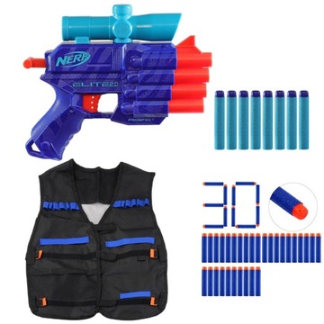 PISTOLET NERF ELITE 2.0 PROSPECT QS-4 WILD EDITION +KAMIZELKA + 30 STRZAŁEK
