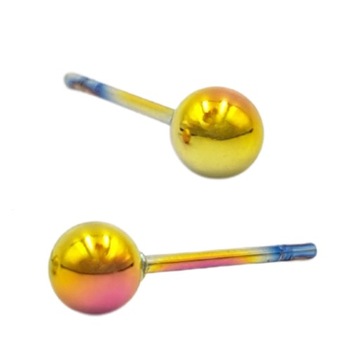 KOLCZYKI HOLO KULKI KULECZKI PETROL 4mm STAL CHIRURGICZNA MĘSKIE 316L KULKA