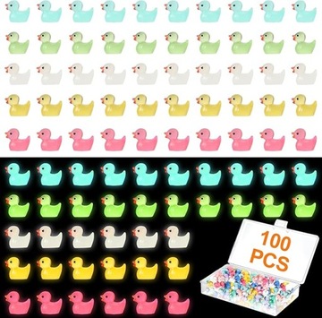 100x MINI KOLOROWE KACZUSZKI KACZKI FLUORESCENCYJNE ŚWIECĄCE W CIEMNOŚCI