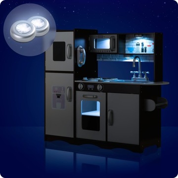 ДЕРЕВЯННАЯ КУХНЯ ДЛЯ ДЕТЕЙ БОЛЬШАЯ ПЛИТА В РЕТРО СВЕТОДИОДНАЯ СВЕТ + ДОСКА