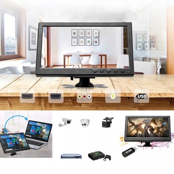 СВЕТОДИОДНЫЙ МОНИТОР 10 ДЮЙМОВ HD HDMI АВТОМОБИЛЬНЫЙ 12 В HDMI VGA AV