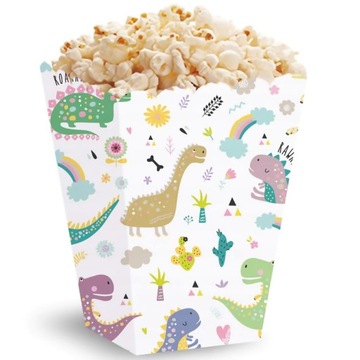 Papierowe pudełka na popcorn Dinozaury 5 sztuk