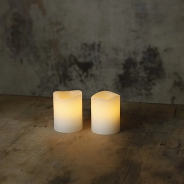 Свечи белые восковые светодиодные, 6см, на батарейках, с таймером