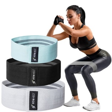 HIP BAND 3SZT TAŚMY MATERIAŁOWE FITNESS FIT4MED