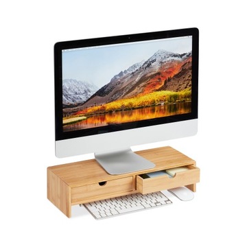 RELAXDAYS DREWNIANA NOWOCZESNA PODSTAWKA PÓŁKA POD MONITOR Z SZUFLADKAMI