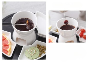Zestaw do Fondue Topienie Czekolady Porcelana Podgrzewacz Na Świeczkę