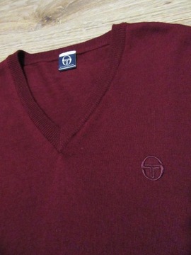 SERGIO TACCHINI bordo męski sweter wełna merino S