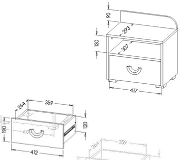 Стенка с письменным столом для угловой молодежной комнаты с кроватью CA