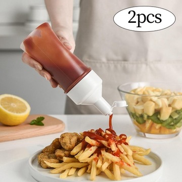 2шт Дозатор для специй Бутылка для томатного кетчупа Пустая с крышкой 500мл Белый