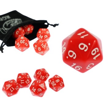 KOSTKA RPG CZERWONA KOŚĆ DWUDZIESTOŚCIENNA K20