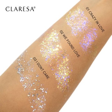 CLARESA BROKAT W ŻELU FESTIVAL VIBES 02 DO POWIEK,CIAŁA,WŁOSÓW RÓŻOWY HOLO