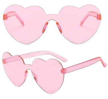 OKULARY SERCA PRZECIWSŁONECZNE DLA DZIECI PRZEZROCZYSTE PARTY RÓŻOWE