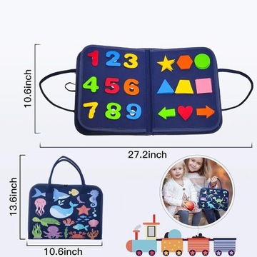 МЯГКИЙ ЧЕМОДАН МОНТЕССОРИ, СЕНСОРНАЯ МАНИПУЛЯЦИОННАЯ ДОСКА ДЛЯ ДЕТЕЙ