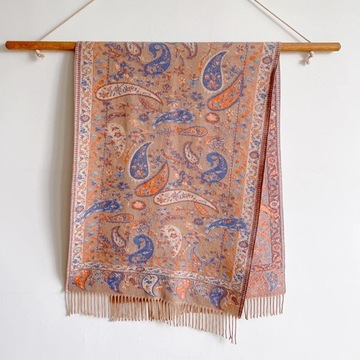 Floral Cashmere Scarf for Women Thick Winter Warm