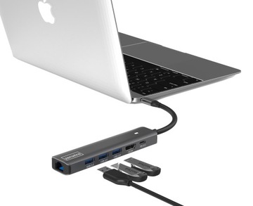 HUB Адаптер USB-C 7-в-1 HDMI 4K USB 3.0 Gigabit Ethernet RJ45 M1