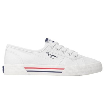 PEPE JEANS BAWEŁNIANE TRAMPKI DAMSKIE BRADY BASIC BIAŁE 36