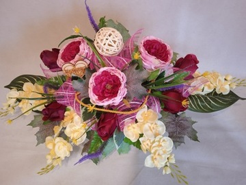 Kwiaty na grób FLOWERBOX KOMPOZYCJA+BUKIET KOMPLET