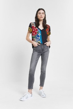 DESIGUAL CZARNA BLUZKA KRÓTKI RĘKAW (M)