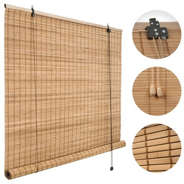 ROLETA BAMBUSOWA ŻALUZJA WEWNĘTRZNA PÓŁZACIEMNIAJĄCA NATURALNY 150x220 cm