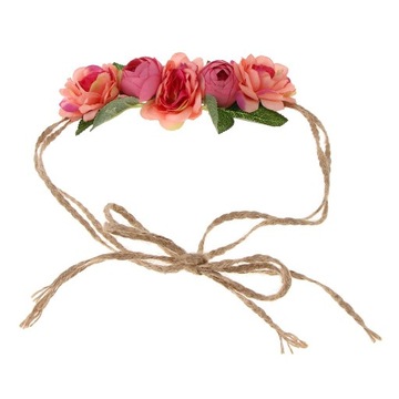 Ręcznie robiona opaska na głowę w kształcie kwiatu Boho wianek do włosów korona kwiatowa arbuz czerwony