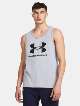 KOSZULKA MĘSKA UNDER ARMOUR BEZRĘKAWNIK SPORTOWY LETNIA BAWEŁNA 1382883-035