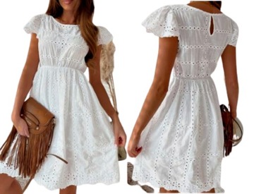 SUKIENKA BOHO GIPIURA KORONKA WIOSENNA LETNIA MODNA PLAŻOWA 624