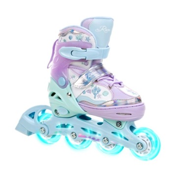 Роликовые коньки 3в1 регулируемые RAVEN Isla Violet 34-37 LED колеса