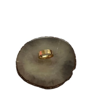 Złoty pierścionek obrączka szeroka CYRKONIE r 9/19mm sta