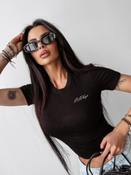 T-shirt damski przylegający OLAVOGA LIMA - Czarny (Rozmiar: S)
